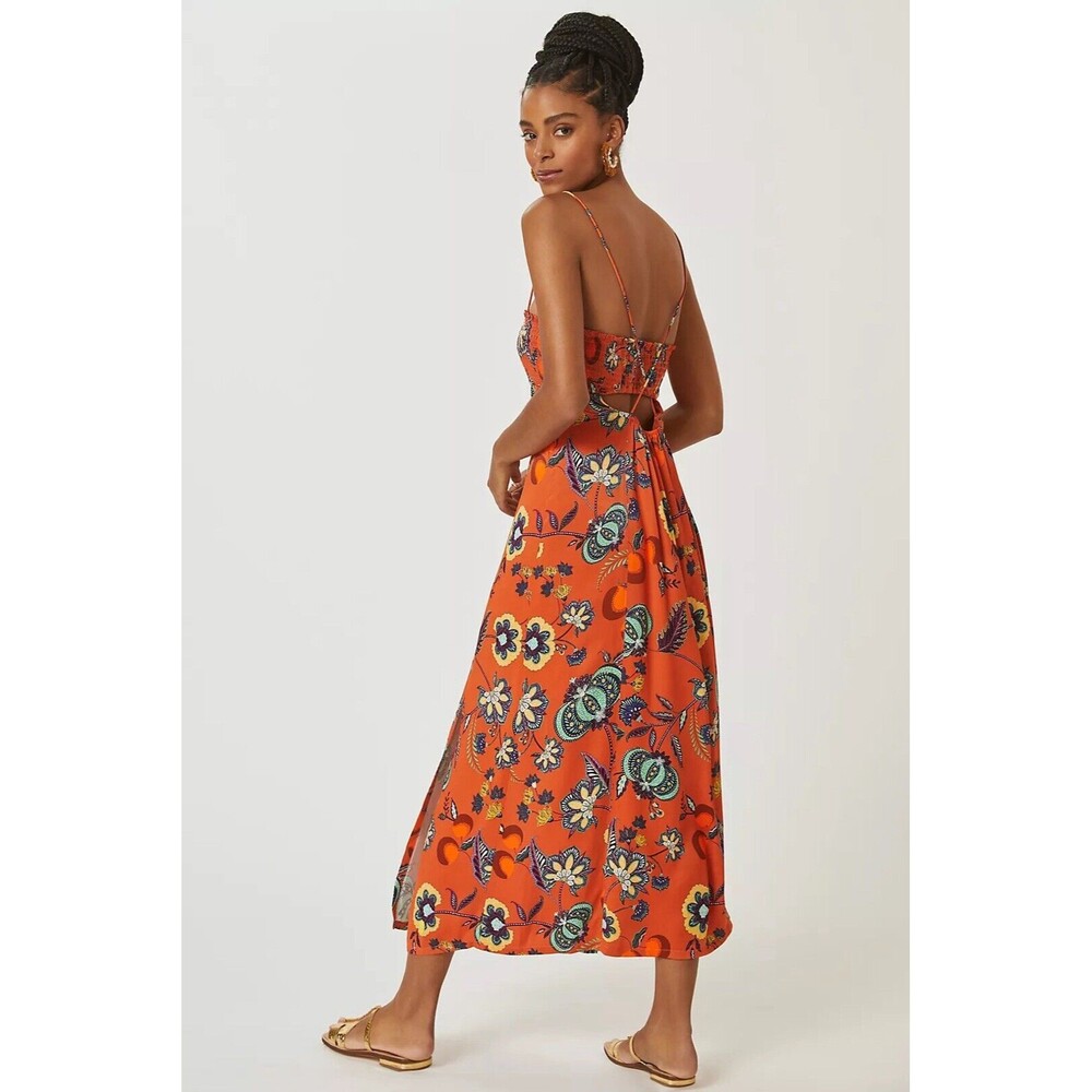 NWT Maeve Multicolor Maxi Dress XL Sleeveless Floral Smocked Cross Back - Picture 7 of 13